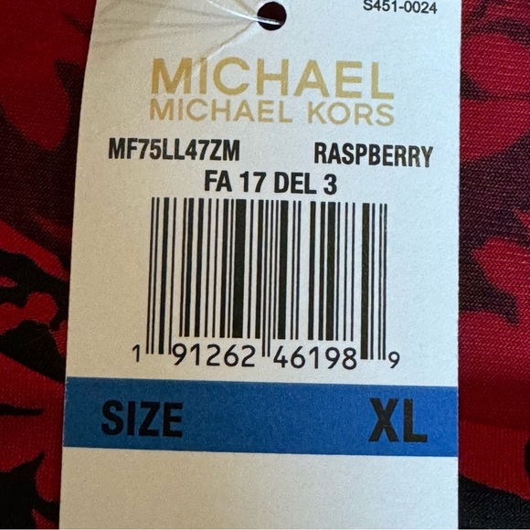 Michael Kors Women's Red And Black Floral Raspberry Tunic Top XL - Picture 7 of 11